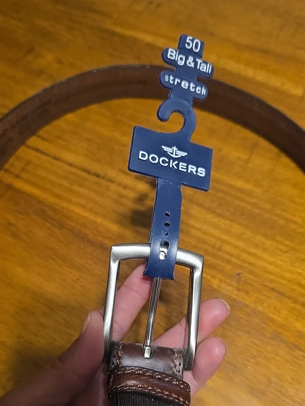 Dockers Nwt Sz 50 Brown Leather Belt with Silver Buckle